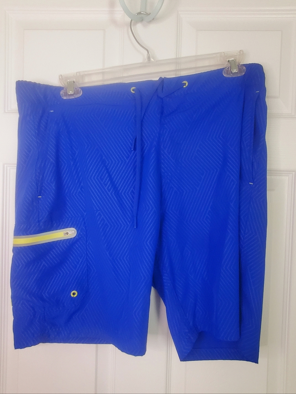 Men's Electric Blue Swim Trunks with Yellow Accent
